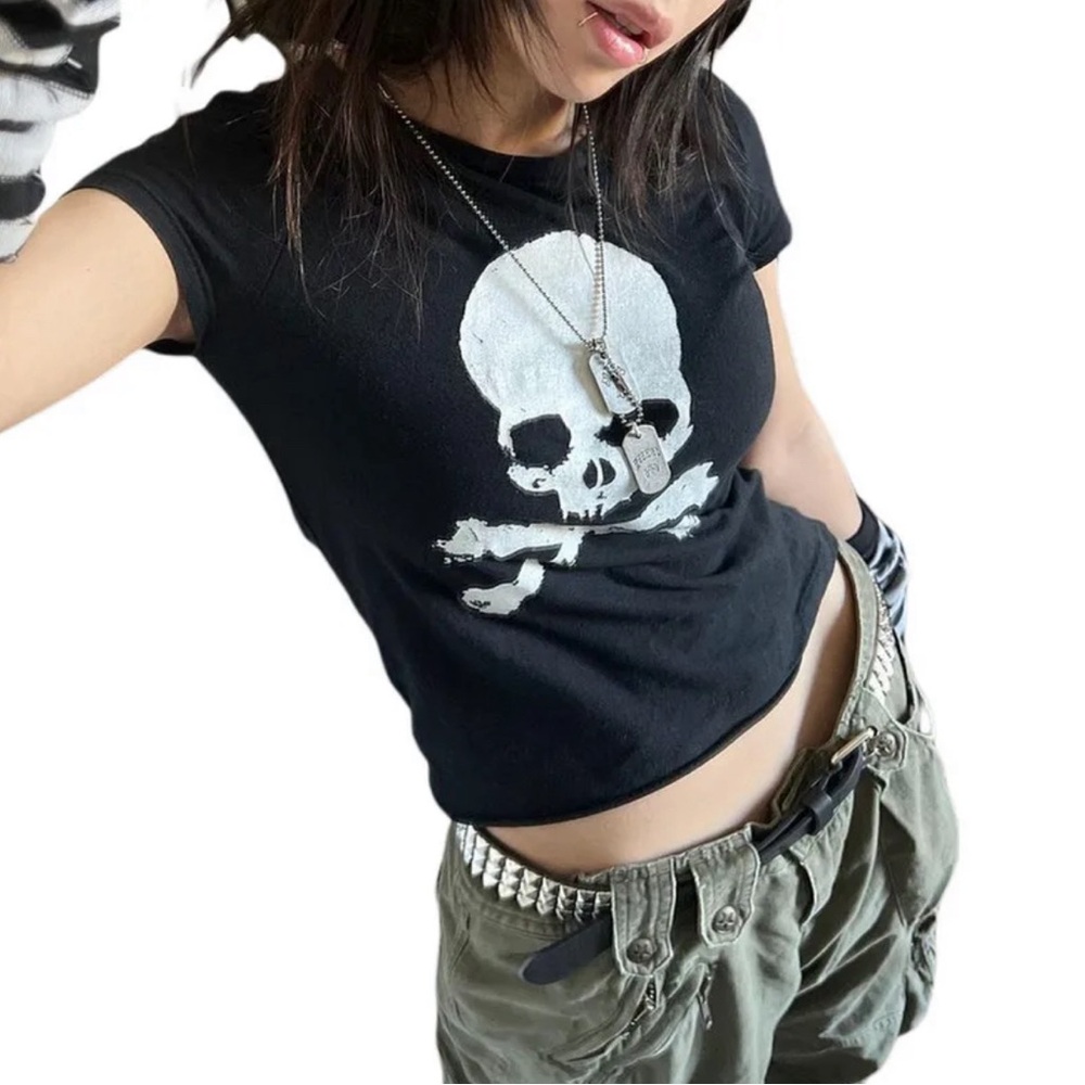 Women Clothes y2k Crop Tops Summer T shirts Short Sleeve Young Girls Streetwear